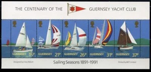 Guernsey: 1991 Hundertjahrfeier des Guernsey Yacht Club Souvenirblatt (463a) postfrisch - Bild 1 von 1