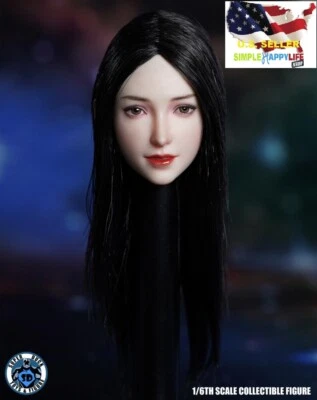  1/6 Cabeza Femenina PELO NEGRO Para Figura Phicen SDH024D Pálido HOT TOYS ❶USA❶ Foto 1 de 3