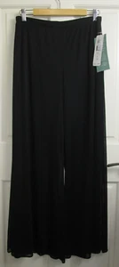 NWT MSK Black Sheer Wide Leg Pants Womens Size L 30x30 Lined Stretch 9-31058 - Picture 1 of 5