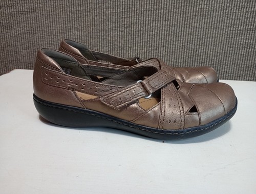 Clarks Ashland Spin Flats scarpa slip on pelle bronzo metallizzato donna taglia 7 5M