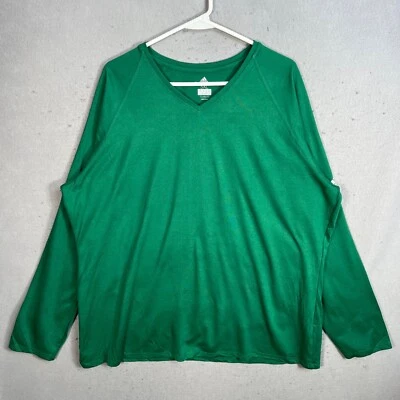 Adidas Mens Green Climalite Long Sleeve V-Neck T Shirt 3XL Atheltic - Image 1 of 4