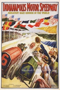 Indianapolis Motor Speed Way Car Racing Vintage Way Wall Art Poster Print - Picture 1 of 10