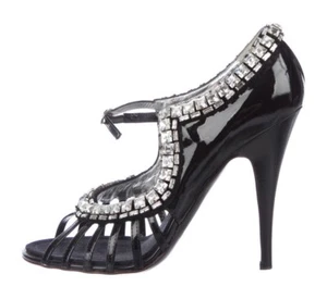 1600 $ Giuseppe Zanotti KRISTALL-ABSATZ SCHWARZ LACKLEDER GRÖSSE 9,5 39,5 - Bild 1 von 5