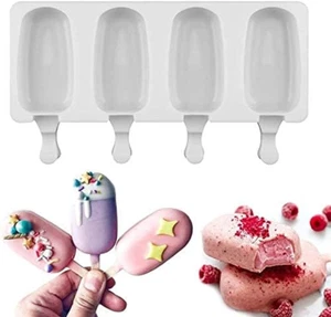 2PCS 4Xcell Silicone Ice Cream Mold Popsicle Molds DIY Homemade Dessert Freez... - Picture 1 of 7