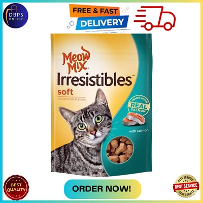 Meow Mix Irresistibles Soft Cat Treats, Salmon, 3 Ounce Bag (Pack of 5)