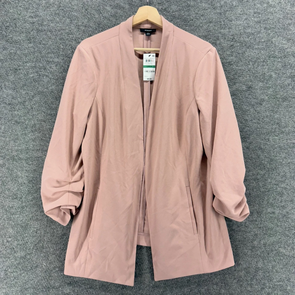 New Alfani Jacket Women L Large Pink Open Front Long Sleeve Pockets Casual - Image 1 of 4
