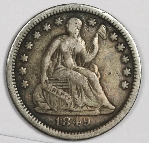 1849 Seated Liberty Half Dime.  VF.  188000 Cover