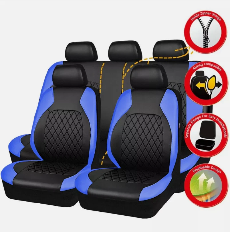 Faux Leather Full Set Car 5 Seat Covers for Infiniti fx35 fx45 m35 g35 ex35 g37 - Image 1 of 4