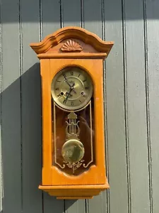(E75) - D&A Pendulum Wall Clock - Oak - Complete - Picture 1 of 3