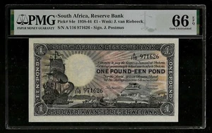 South Africa | 1 Pound | 1938-44 | P-84e | SIG: J POSTMUS | PMG 66 EPQ - Picture 1 of 2