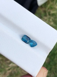 Blue Tourmaline Loose Stone: Cushion & Trillion Cut, 1.1 Carats - Picture 1 of 10