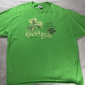 Harley Davidson Hanes Beefy T Lucky Ride Herren T-Shirt 3XL grün Rundhals - Bild 1 von 7