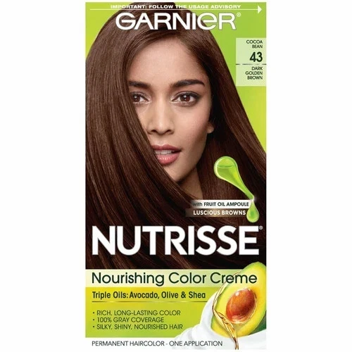 Garnier Nutrisse Nourishing Hair Color Creme, 43 Dark Golden Brown (Cocoa Bean) - Image 1 of 1