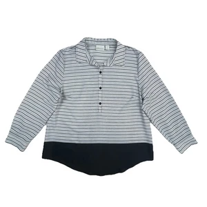 Chicos gestreifte Damen Tunika Oberteil Langarm schwarz weiß Gr. 2 (12) Large - Bild 1 von 14