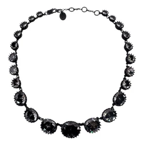 Juicy Couture Necklace Crystals Gunmetal Black Crown Vintage Y2K 16" Choker - Picture 1 of 10