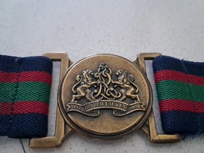 Vin. Est Ralph Lauren 1967 Waist Stretch Belt One Size Brass Logo Buckle Stripe - Image 1 of 4