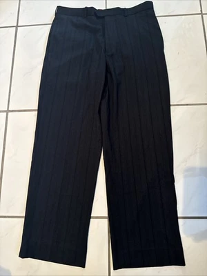 Pantalones Emanuel Ungaro Para Hombre 34x30 Caqui Negro Pierna Recta Vestido Chino Rayas Foto 1 de 3