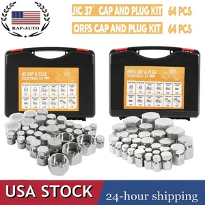 128 PIEZAS JIC y ORFS Tapón Hidráulico y Enchufe Manguera Tubo y Tubo Tapa y Enchufe Kit - Imagen 1 de 11