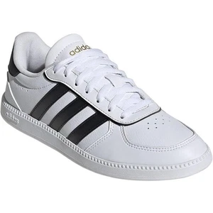 NWT adidas Women's Breaknet Sleek Sneaker, White/Black/Gold Metallic-Sz 6.5 - Picture 1 of 7