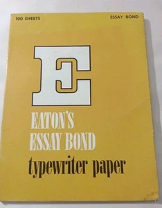 100 Sheet Vtg Eatons Essay Bond Typewriter Paper 8 1/2 X 11 Unopened Sealed - Picture 1 of 5