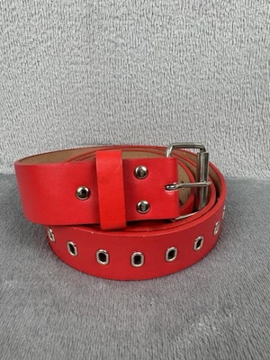 Cinturón ancho de cuero rojo con ojal para mujer y hombre talla XXL 46-48 Foto 1 de 4