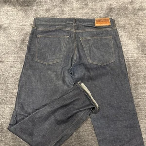 Pantalones de mezclilla J Crew 484 con ribete elástico para hombre 34x30 azul ajustado crudo botón mosca - Imagen 1 de 9