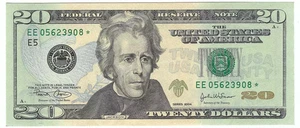 2004 $20 Small Size Federal Reserve Star Note - Picture 1 of 2