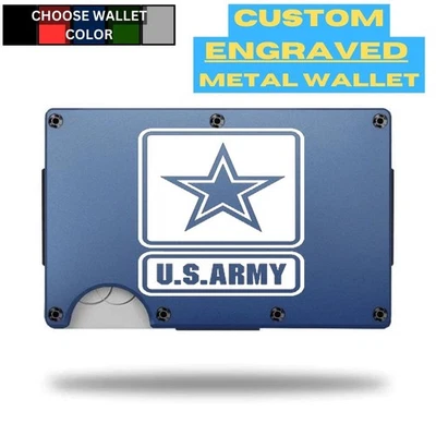 Custom U.S. ARMY  Laser Engraved Wallet - Pick A Wallet Color - Image 1 of 4