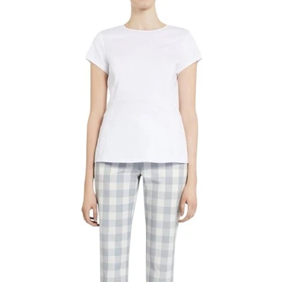 Blusa Top Theory Carrian Precise 2 Algodón Elástico Blanco Peplum Talla Mediana Foto 1 de 4