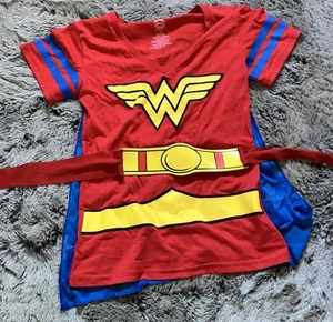 DC Comics Wonder Woman T-Shirt With Removable Cape And Belt. Size L (Teen). EUC - Picture 1 of 4