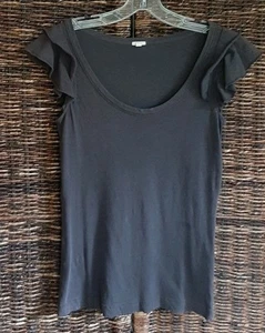J. Crew Tank Top Womens XS Gray Ruffles Flutter Sleeves Fairygrunge Cottagecore - Picture 1 of 3