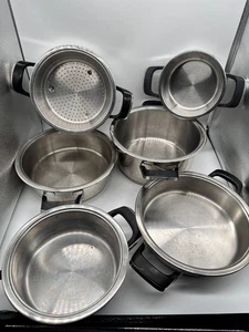 AMC Topf Set 6er mit Visiotherm Deckel 2.8L 3.3L 2.3L 5.2L 6x Deckel 6x Topf - Bild 1 von 23