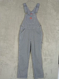 Dickies Overalls Women's L Hickory Pinstripes Conductor Railroad Carpenter Bibs - Picture 1 of 11