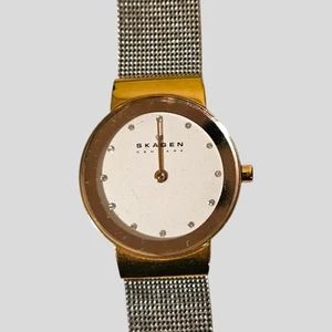 Skagen Freja 358SRSC Womens 2 tone Stainless Mesh Watch 7.5" - Picture 1 of 8