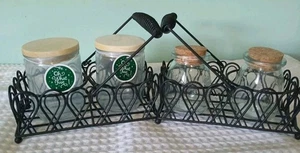   2 Glass Jar Sets in Metal Baskets  - Picture 1 of 5