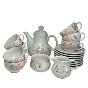Vintage Boots Hedge Rose Tea Set 8 People Teapot Cups Saucers Jug Sugar 1980s - Picture 1 of 23