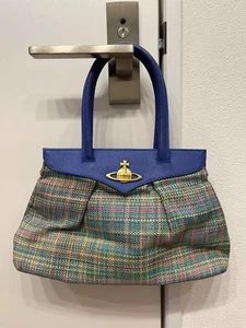Vivienne Westwood Women's Hand Tote Bag Blue Multicolor Gold Orb Vintage Ladies - Picture 1 of 5