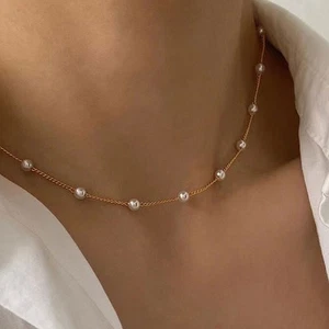 Collier de perles élégant pour femmes, délicat et tendance, ras du cou exquis - Foto 1 di 6
