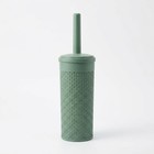 Green Toilet Brush Holder Set Polypropylene Patterned Container 35.5cm Bath