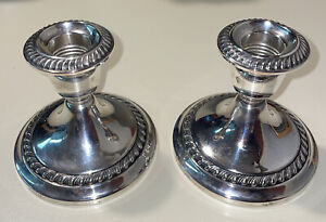 VINTAGE GORHAM STERLING SILVER WEIGHTED LOVELY PAIR OF CANDLESTICKS !