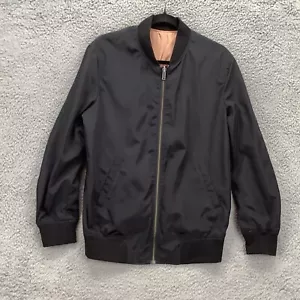 Vintage Nordstrom Reversible Bomber Jacket Adult Small Black Brown Articulated - Picture 1 of 14