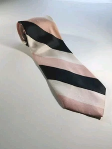 Corbata para hombre de Damon informal a rayas rosa, blanco y negro 100 % poliéster - Imagen 1 de 11