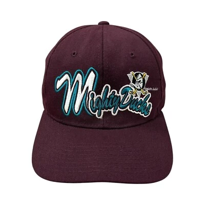 VTG 90s NHL ANAHEIM MIGHTY DUCKS STARTER FITTED SPANDEX HAT  SIZE 2    7 - 7 3/4 - Image 1 of 4
