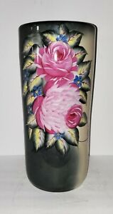 Vintage Large 18” Floral Ceramic Hand Painted Umbrella Stand