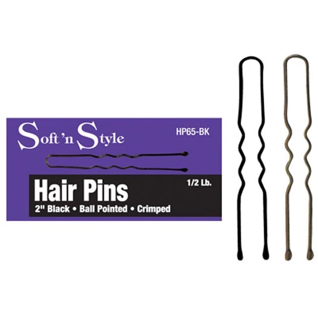NEW! SOFT N STYLE 2" Crimped Black Hair Pins 1 lb, 2/Boxes - Image 1 of 1