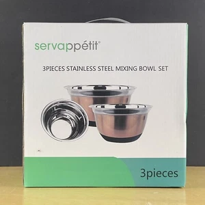 Servappetit 3 Piece Stainless Steel Mixing Bowl Set. - Picture 1 of 8