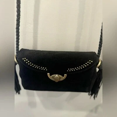 Bandolera Nanette Lepore Collette Gamuza Negra con Borlas Usada Excelente Estado 🔥✨ Foto 1 de 4