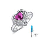 AOBOCO 925 Sterling Silver Angel Wings Heart Cremation Ring Holds Loved Ones ...