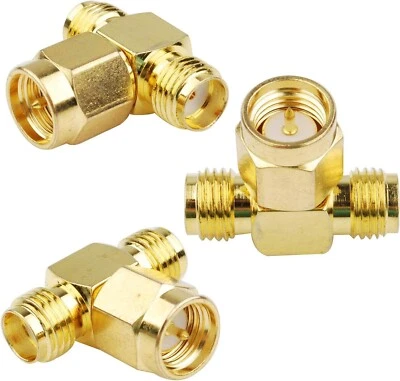 3xSMA 2-Way Splitter Adapter SMA Male to Dual Female for Antenna Cable Converter - Image 1 of 4