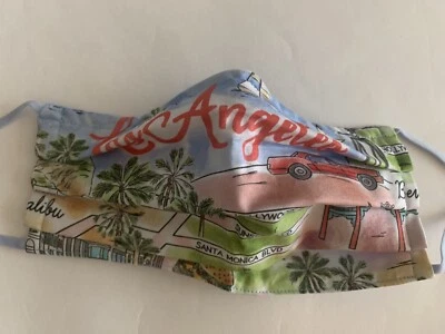 Face mask Los Angeles Map Multi cotton hand made Fathers Day Gift NWT - Image 1 of 4